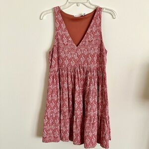 Sincerely Jules Orange and White Sleeveless V-Neck Mini Sundress